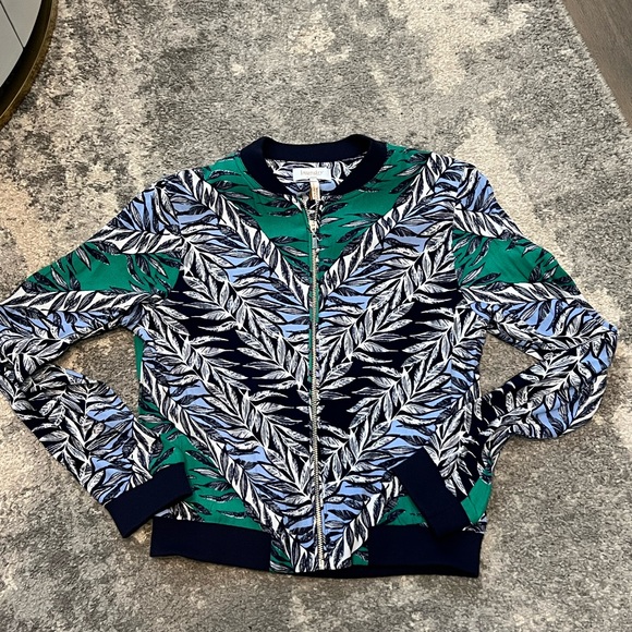 Like new laundry by Shelli Segal light weight tropical leaf print bomber jacket - Picture 2 of 8